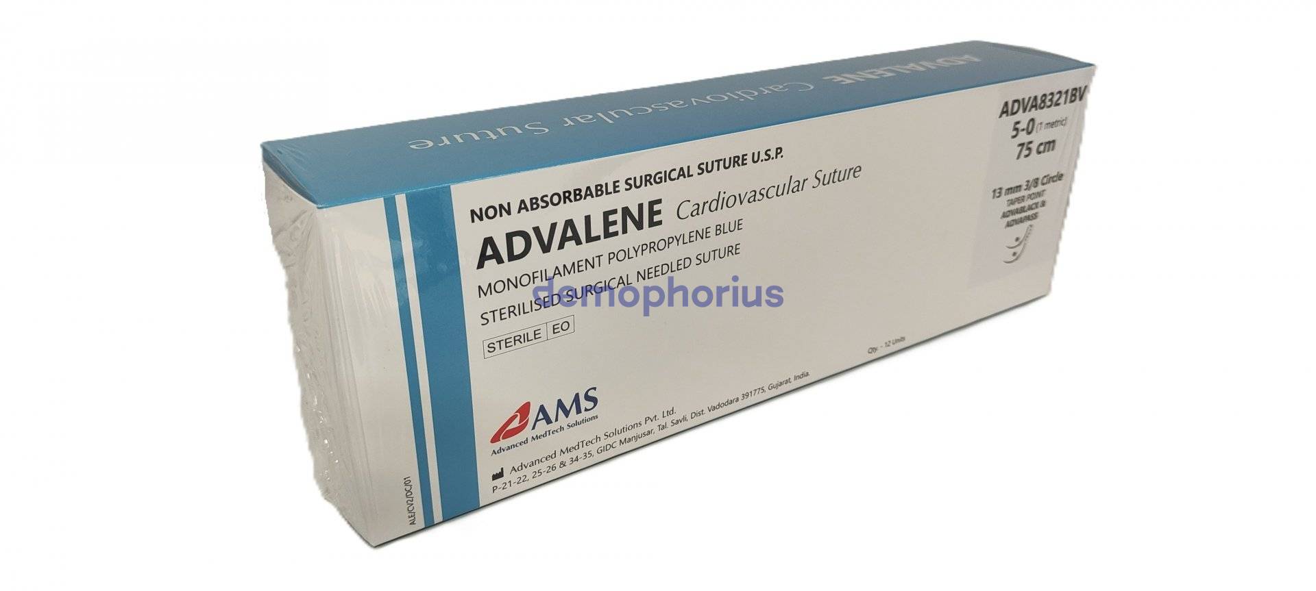 PM26010C0_ADVA8207LV - Polipropilena x 12 fire, USP 6/0, ac 10mm, DUBLU ARMAT, curb 1/2, ROTUNDE