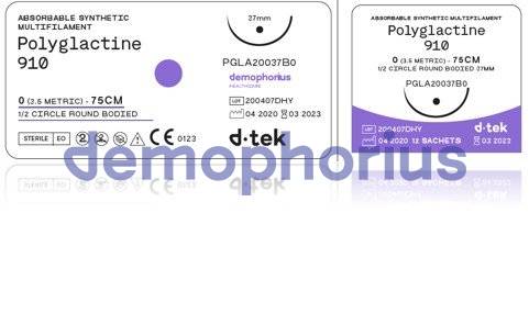 PGLA23026B10_G - Poligatina 910, 75cm, USP 2/0, Curb 1/2, Rotund-plat, 26mm