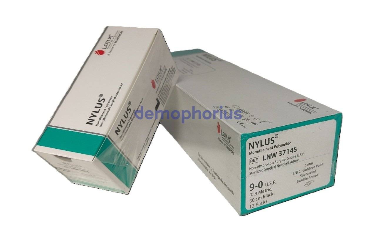 PL23020B0_LNW3509SP- 12 fire NYLUS POLIAMIDA (Nylon 6.6), 75cm, USP 3/0, ac 20mm, CURB 1/2, ROTUND
