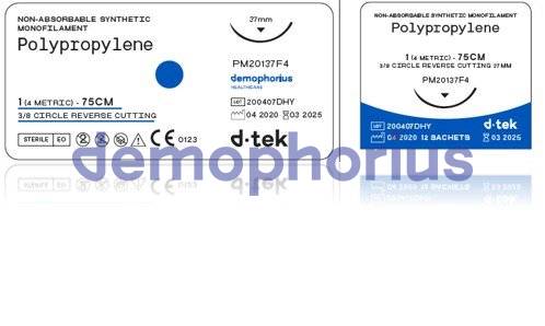 PM25015B0 - 12 fire POLIPROPILENA, 75cm, USP 5/0, ac 15MM, CURB 1/2, ROTUND