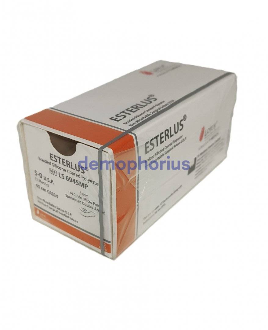 POLIESTER - 12 fire , 45cm, USP 5/0, ac 8mm, CURB 1/4, DUBLU ARMAT, SPATULAT